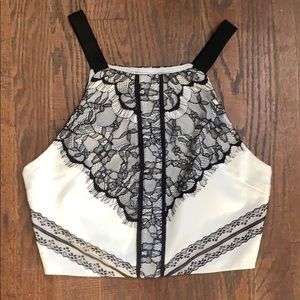 Lush cropped white high neck tank top